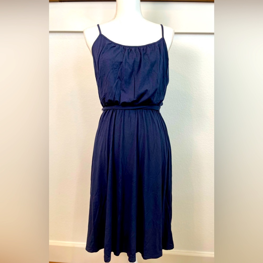 LOFT Navy Blue Fit and Flare Sundress Semi Formal Medium
